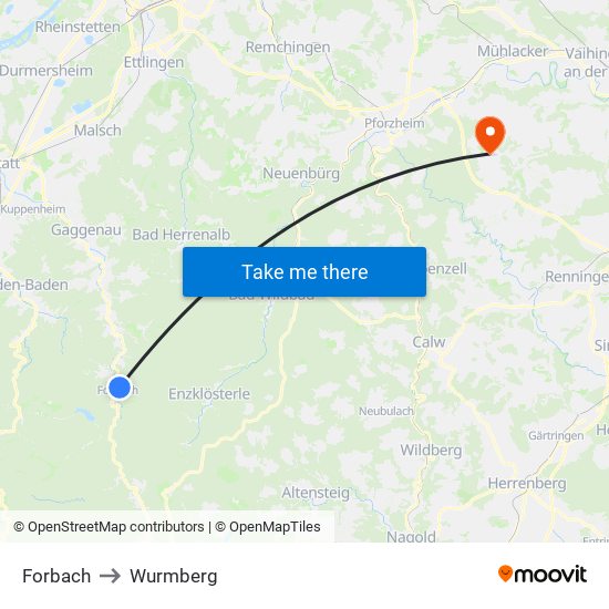 Forbach to Wurmberg map