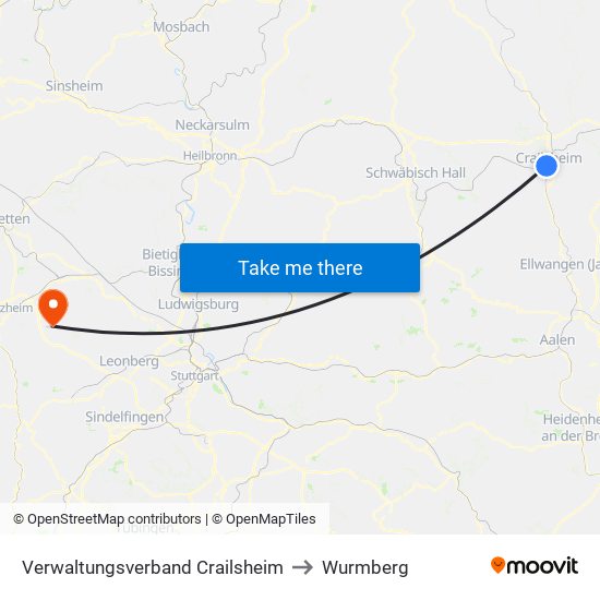 Verwaltungsverband Crailsheim to Wurmberg map