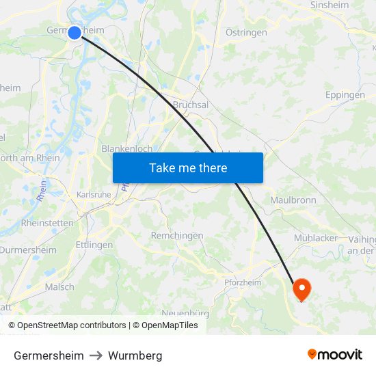 Germersheim to Wurmberg map