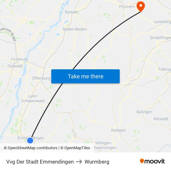 Vvg Der Stadt Emmendingen to Wurmberg map