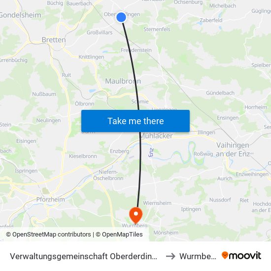 Verwaltungsgemeinschaft Oberderdingen to Wurmberg map