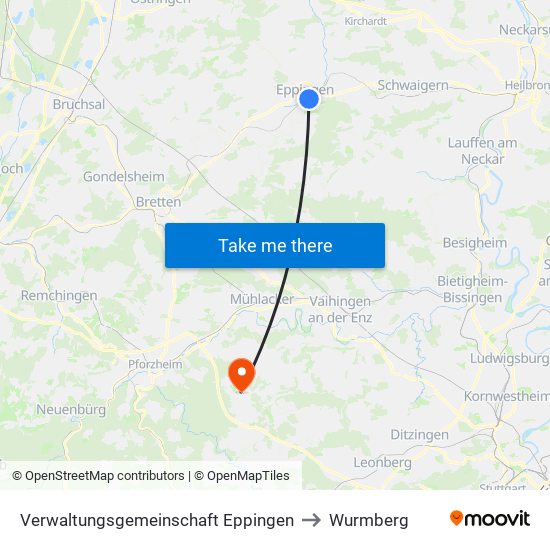 Verwaltungsgemeinschaft Eppingen to Wurmberg map