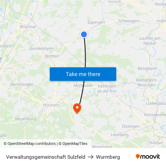 Verwaltungsgemeinschaft Sulzfeld to Wurmberg map