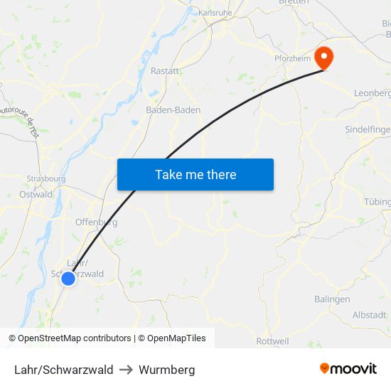 Lahr/Schwarzwald to Wurmberg map