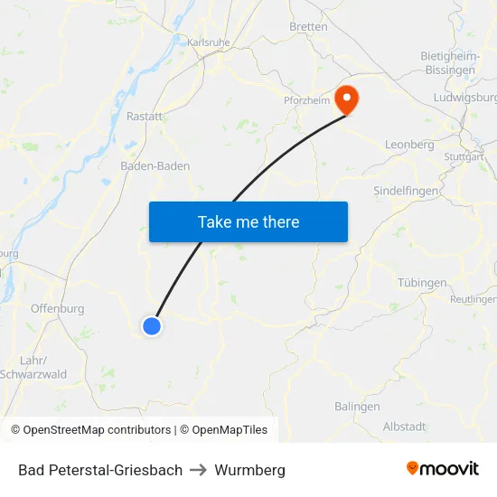 Bad Peterstal-Griesbach to Wurmberg map