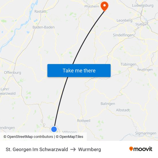 St. Georgen Im Schwarzwald to Wurmberg map