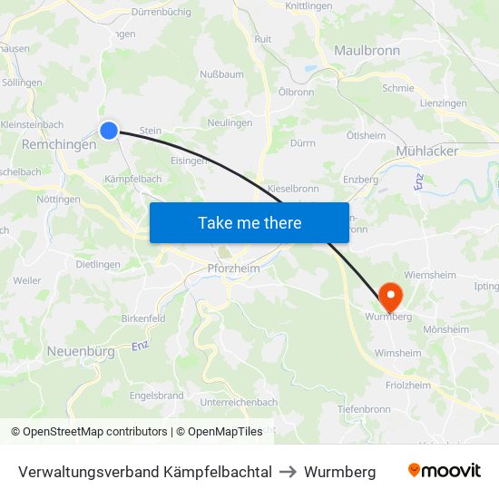 Verwaltungsverband Kämpfelbachtal to Wurmberg map