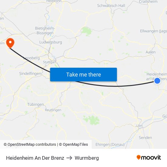 Heidenheim An Der Brenz to Wurmberg map