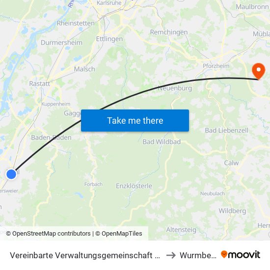 Vereinbarte Verwaltungsgemeinschaft Bühl to Wurmberg map