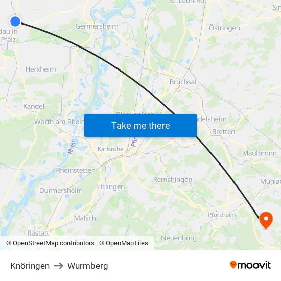 Knöringen to Wurmberg map