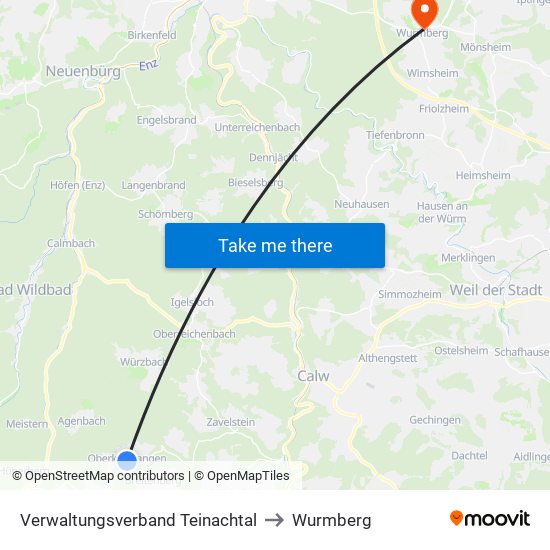 Verwaltungsverband Teinachtal to Wurmberg map