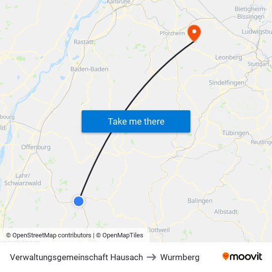 Verwaltungsgemeinschaft Hausach to Wurmberg map