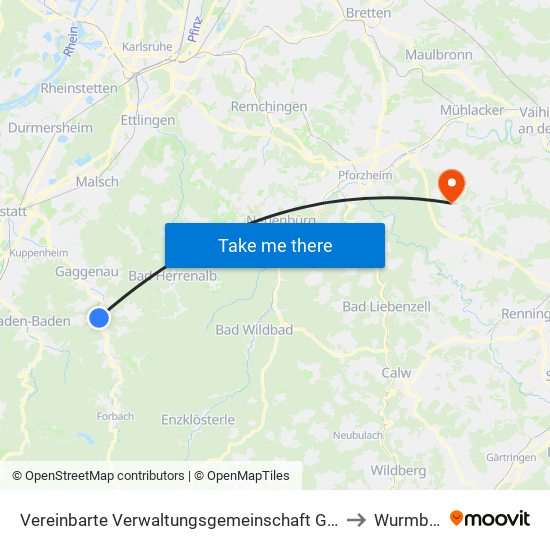 Vereinbarte Verwaltungsgemeinschaft Gernsbach to Wurmberg map