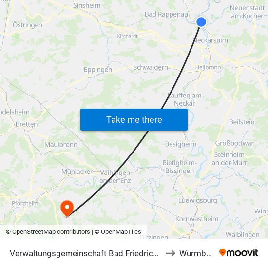 Verwaltungsgemeinschaft Bad Friedrichshall to Wurmberg map