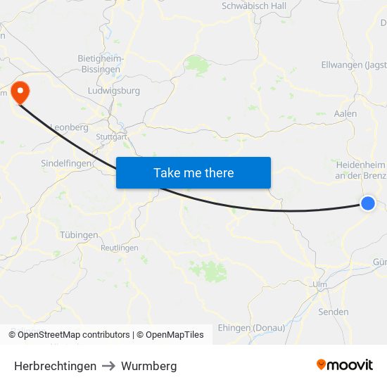 Herbrechtingen to Wurmberg map