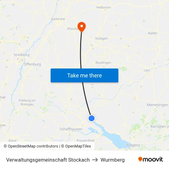 Verwaltungsgemeinschaft Stockach to Wurmberg map