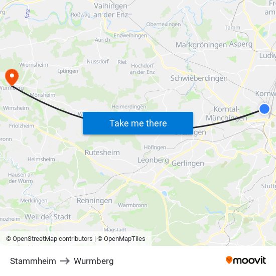 Stammheim to Wurmberg map