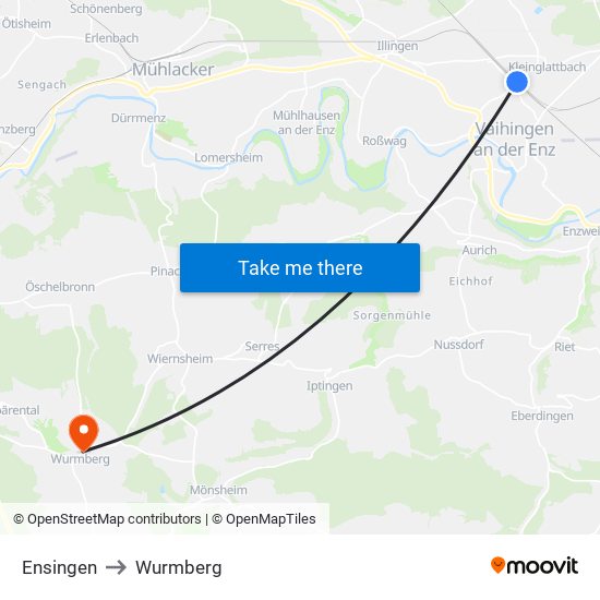 Ensingen to Wurmberg map