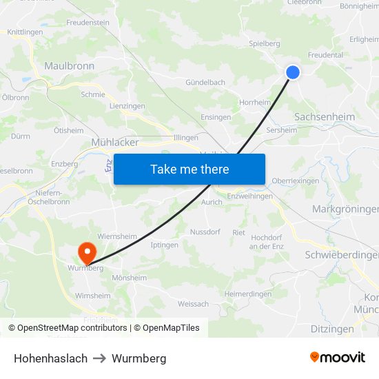 Hohenhaslach to Wurmberg map