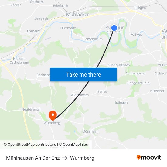 Mühlhausen An Der Enz to Wurmberg map
