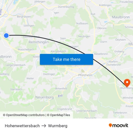 Hohenwettersbach to Wurmberg map