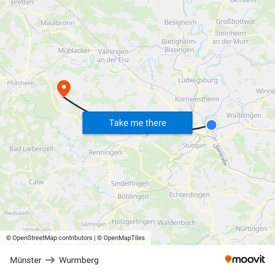 Münster to Wurmberg map