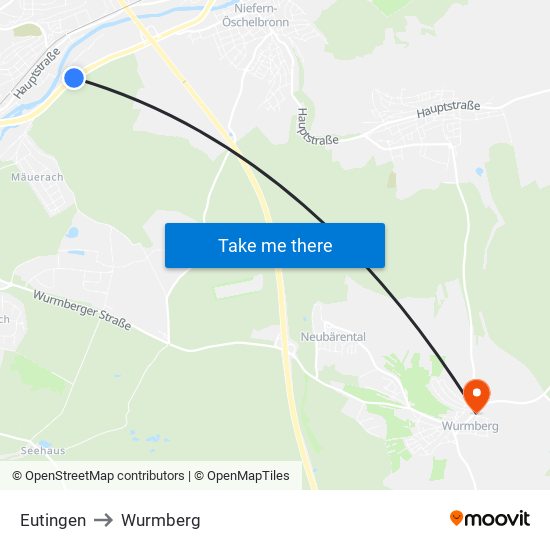 Eutingen to Wurmberg map