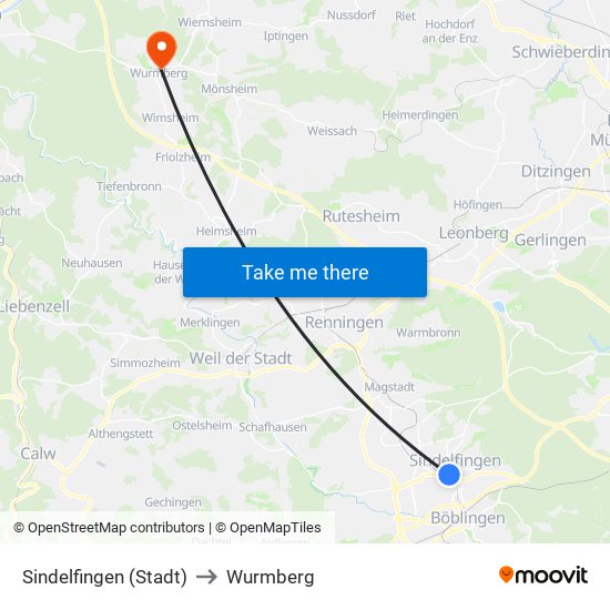 Sindelfingen (Stadt) to Wurmberg map