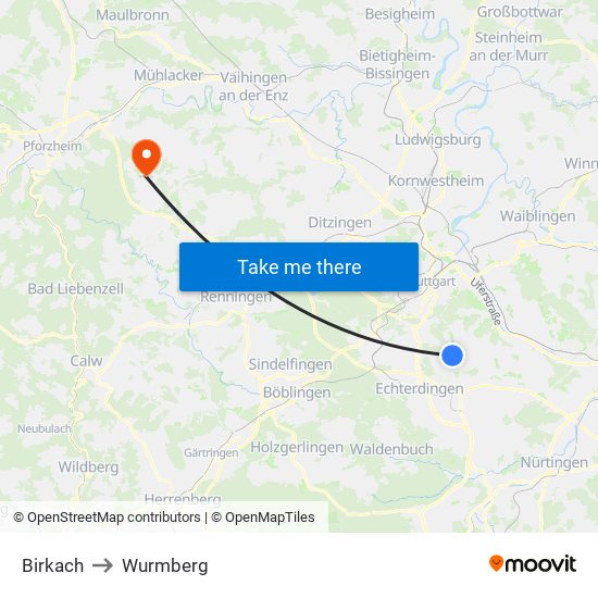 Birkach to Wurmberg map