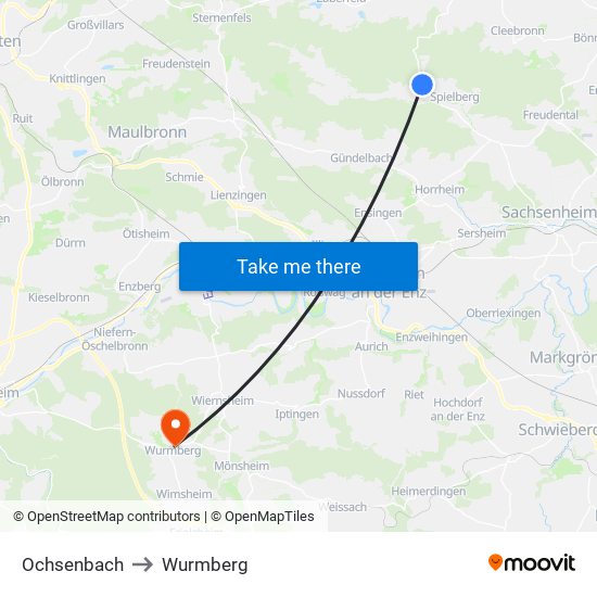 Ochsenbach to Wurmberg map