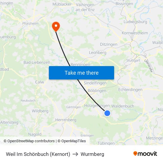 Weil Im Schönbuch (Kernort) to Wurmberg map