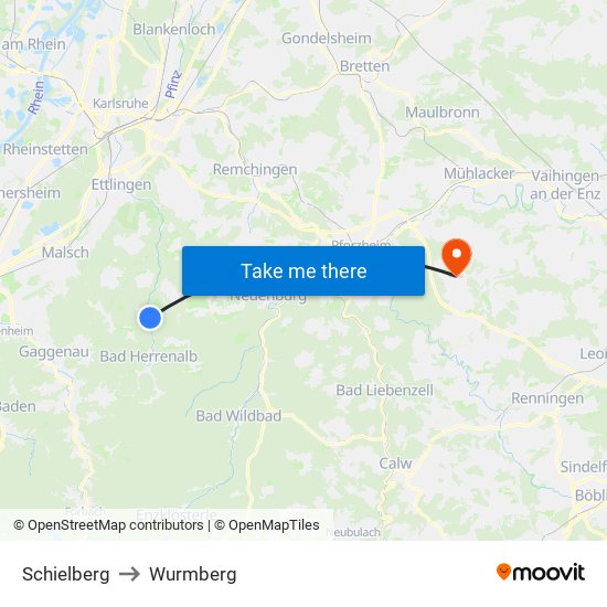 Schielberg to Wurmberg map