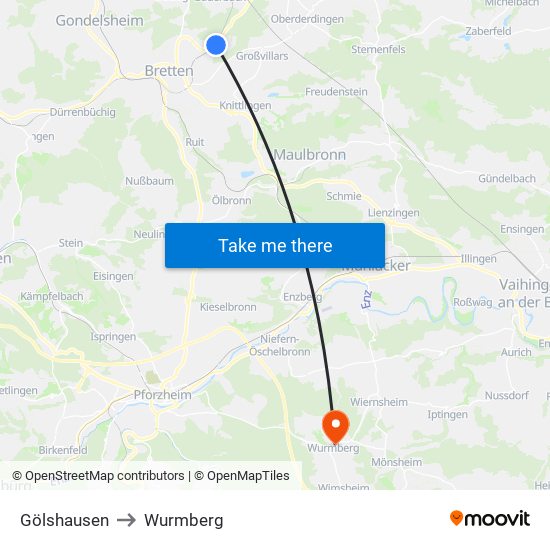 Gölshausen to Wurmberg map