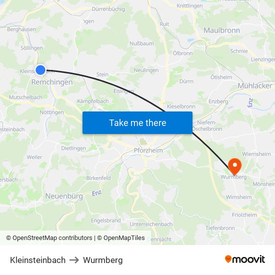 Kleinsteinbach to Wurmberg map