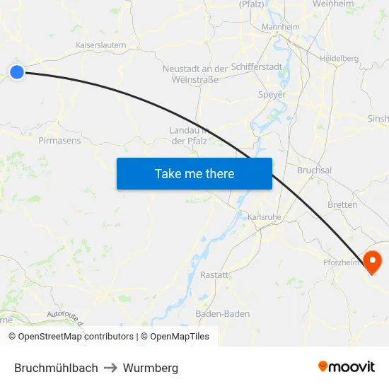 Bruchmühlbach to Wurmberg map