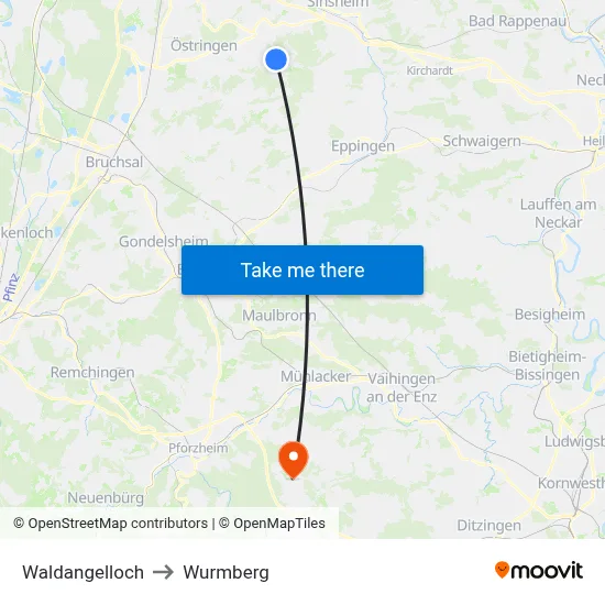 Waldangelloch to Wurmberg map