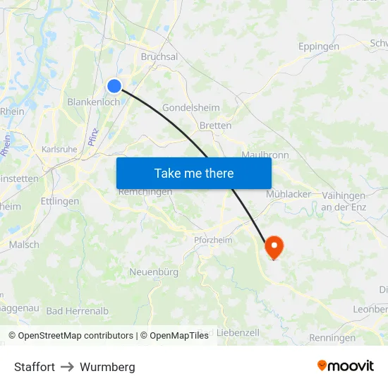 Staffort to Wurmberg map