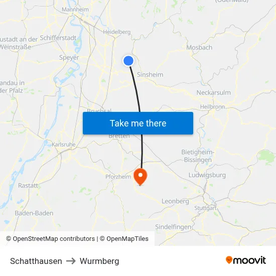 Schatthausen to Wurmberg map