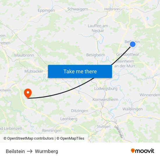 Beilstein to Wurmberg map