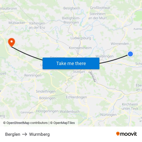 Berglen to Wurmberg map