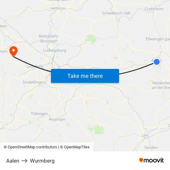 Aalen to Wurmberg map