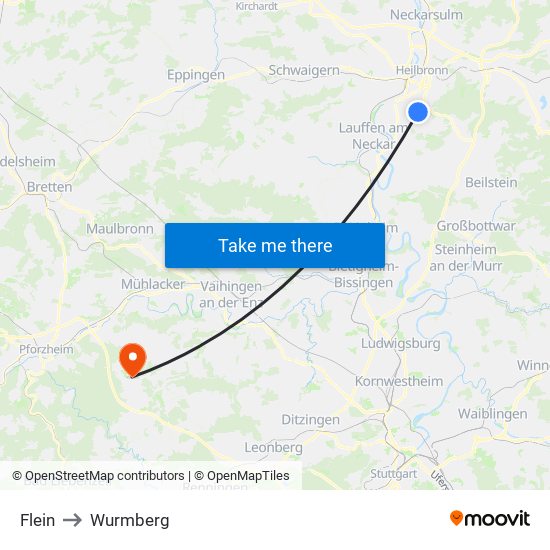 Flein to Wurmberg map