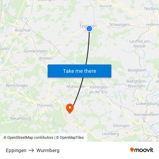 Eppingen to Wurmberg map