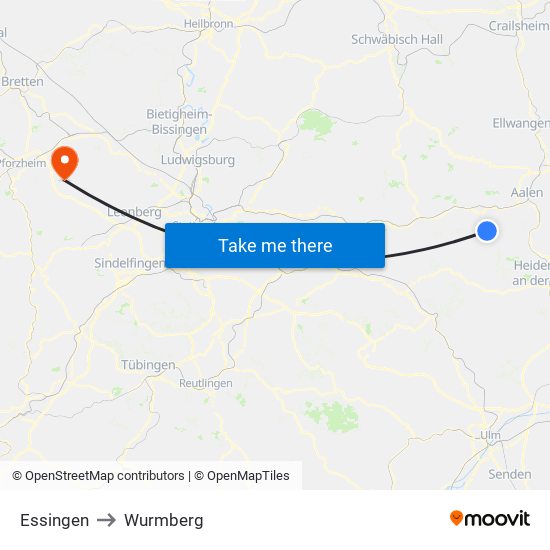 Essingen to Wurmberg map
