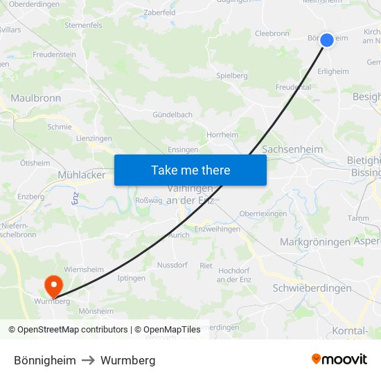 Bönnigheim to Wurmberg map