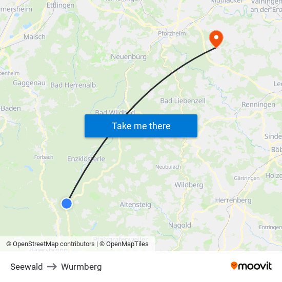 Seewald to Wurmberg map