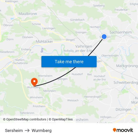 Sersheim to Wurmberg map