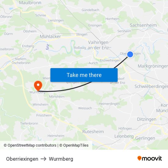 Oberriexingen to Wurmberg map