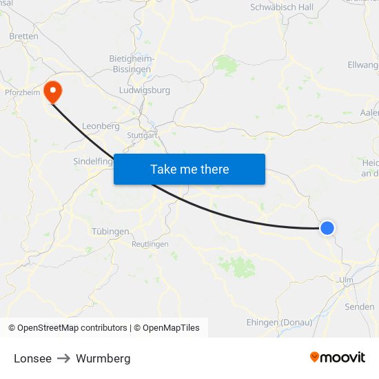 Lonsee to Wurmberg map