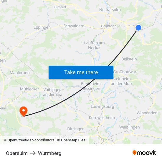 Obersulm to Wurmberg map